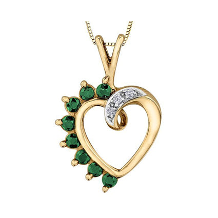 "ESMERELDA" EMERALD DIAMOND HEART PENDANT