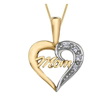 "MOM" DIAMOND HEART PENDANT