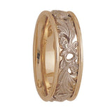LADIES TWO TONE SCROLL WEDDING BAND