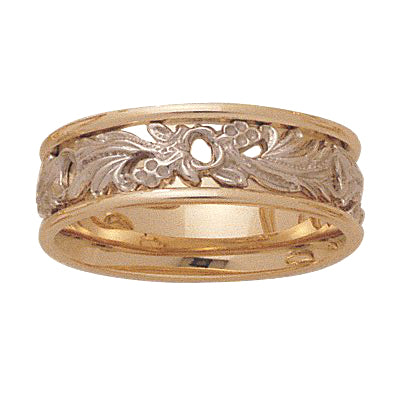 LADIES TWO TONE SCROLL WEDDING BAND