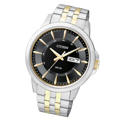 Men's Citizen Quartz Watch with Black Dial