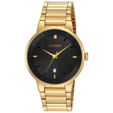 Citizen Quartz Men's Watch - Black Dial - Gold Tone