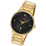 Citizen Quartz Men's Watch - Black Dial - Gold Tone