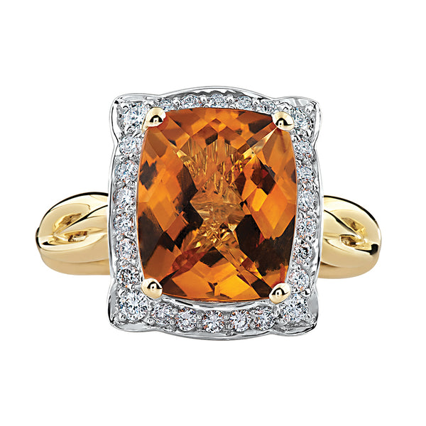 "MADEIRA" CITRINE & DIAMOND RING