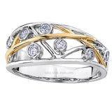 10 KT  TWO-TONE GOLD DIAMOND RING.