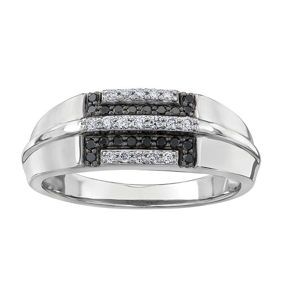 "CHRISTOPHER" MEN'S BLACK/WHITE DIAMOND RING