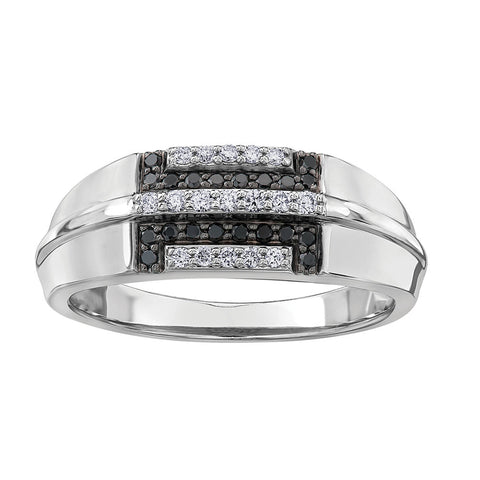 "CHRISTOPHER" MEN'S BLACK/WHITE DIAMOND RING