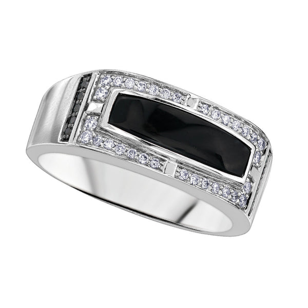 MEN'S ONYX & DIAMOND RING