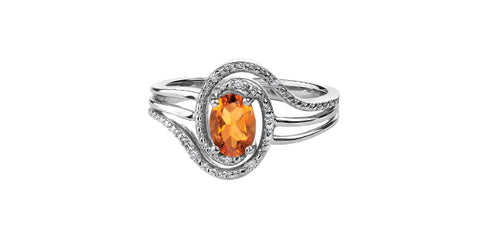 "CATHY" CITRINE & DIAMOND RING