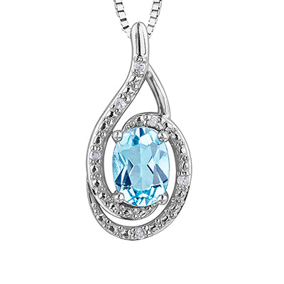 "BELLA" BLUE TOPAZ & DIAM PENDANT