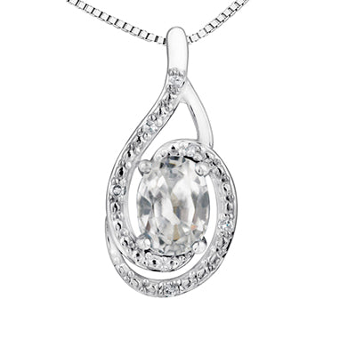 "RYLEY" WHITE TOPAZ & DIAMOND PENDANT