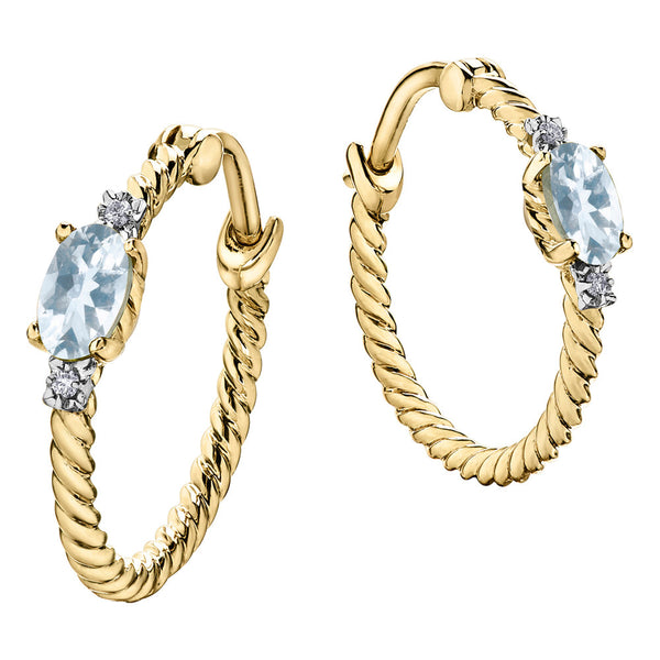 "AQUIILA" AQUAMARINE DIAMOND HOOPS