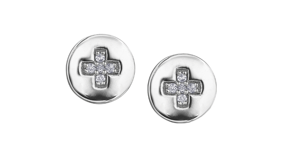 "ESTELLE" DIAMOND CROSS STUDS