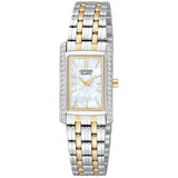 Ladies Crystal Watch / Mother-of-Pearl Rectangular Dial