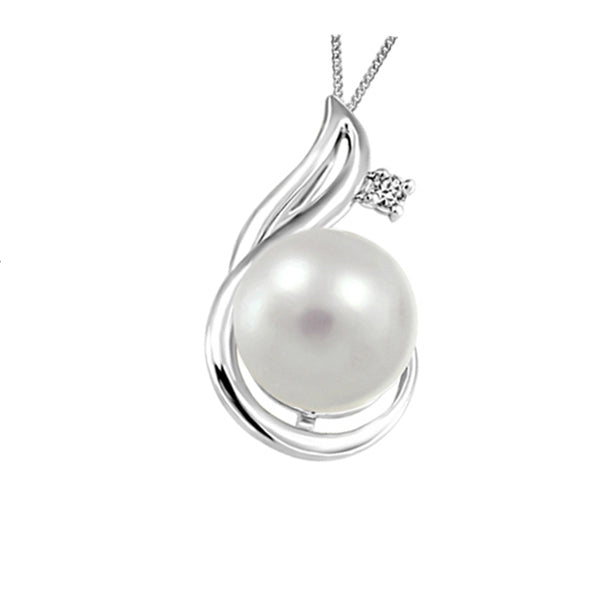 "MARCY" PEARL AND DIAMOND PENDANT