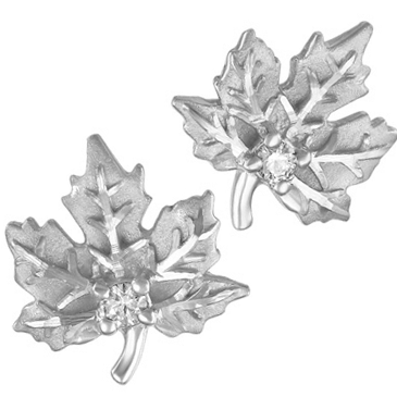 CANADIAN MAPLE LEAF DIAMOND EARRINGS