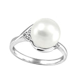 "MARCY" PEARL AND DIAMOND RING