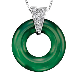 "ONIDA" GREEN ONYX- DIAMOND PENDANT