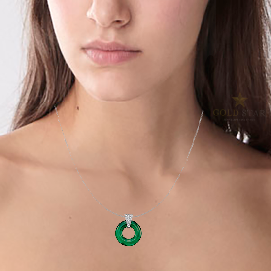 "ONIDA" GREEN ONYX- DIAMOND PENDANT