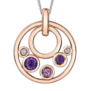 "PINK BUBBLES" PINK TOURMALINE DIAMOND PENDANT