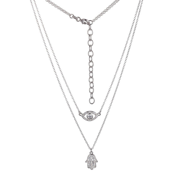 Evil Eye & Hamsa CZ Necklace