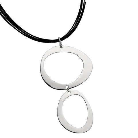 ELLE™ LEATHER CORD SILVER NECKLACE