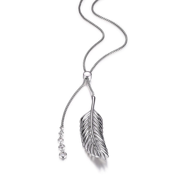 ELLE™  FEATHER CZ BOLO 28" NECKLACE