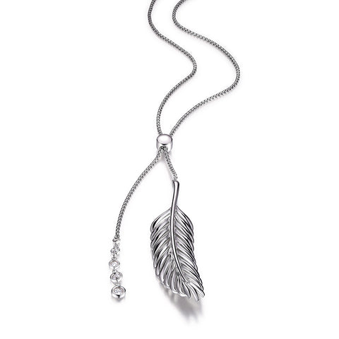 ELLE™  FEATHER CZ BOLO 28" NECKLACE