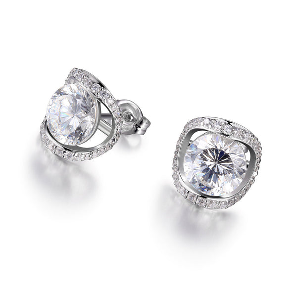 "1/2 Moon" Sterling C.Z Studs