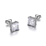 "Prima"  Silver Princess Cut Studs