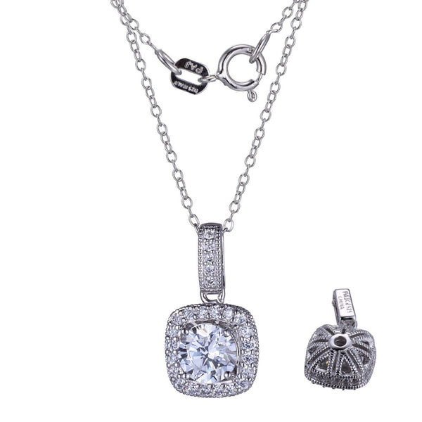 Diamondlite CZ Cushion Halo Pendant