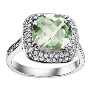 GREEN AMETHYST/DIA RING