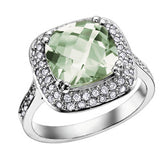 GREEN AMETHYST/DIA RING