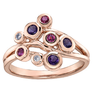 "ROSETTA" AMETHYST TOURMALINE DIAMOND RING