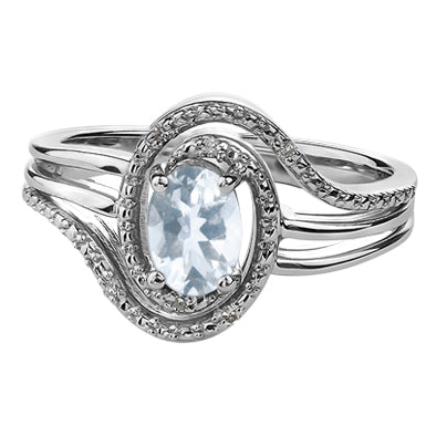"EMELLY" AQUAMARINE & DIAMOND RING