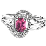 "PAULINE" PINK TOPAZ & DIAMOND RING