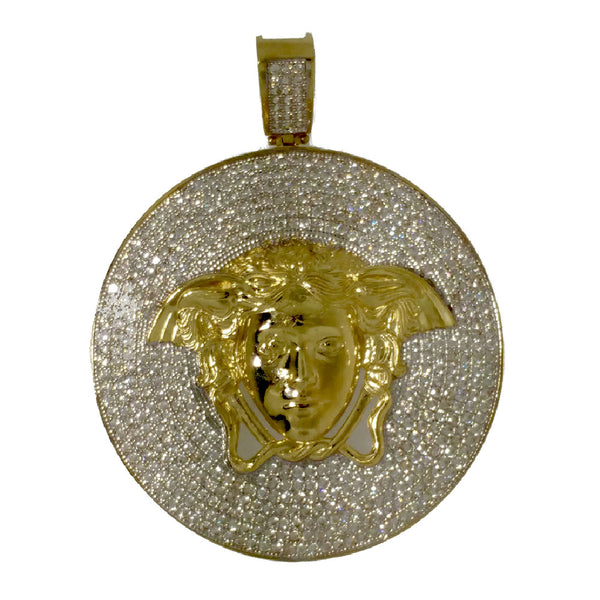 LARGE "MEDUSA" GOLD C.Z PENDANT